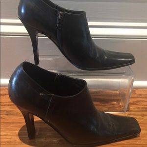 Prada leather square toe booties